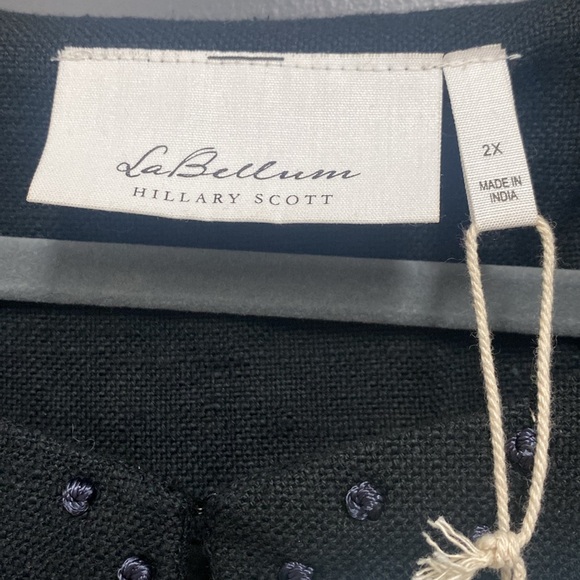 La Bellum Black Embroidered Beaded Jacket 3/4 sleeve NWT size 2 X - Picture 7 of 7